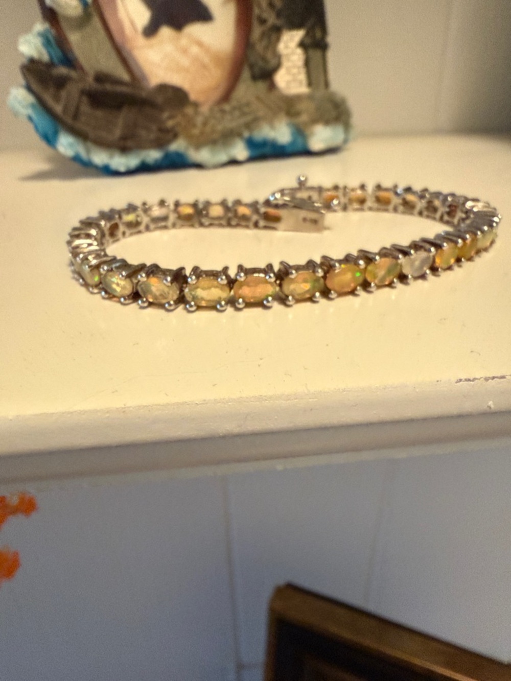 Opal Tennis Bracelet - Approximately 6-1/2 to 6-3/4 L.  Silver Sterling